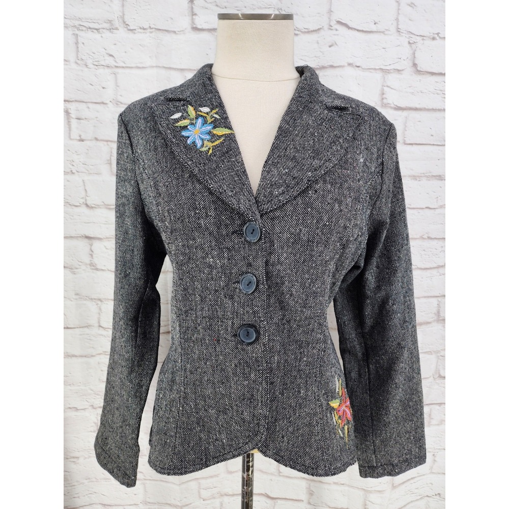 Vintage Y2K Tweed BlazerSteampunk Equestrian‎ Heritage Classic Peplum 16